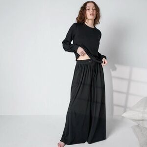 Lunya Organic Pima Wide Leg Pant in Immersed Black